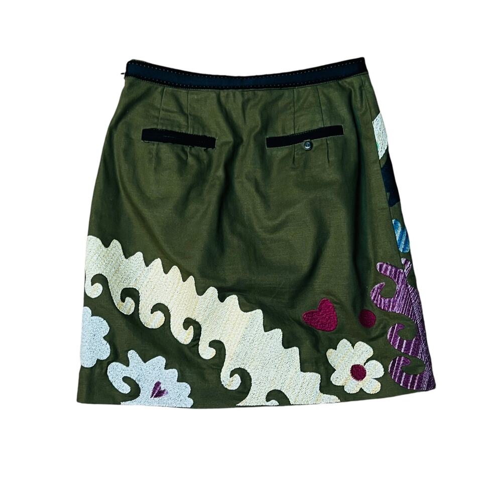 Anthropologie Tulipa Embroidered Skirt Vanessa Virginia Size 4 Side Zip Closure - Picture 2 of 8